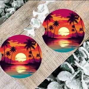 Handmade Sunset Car Coasters | New Set Of Two Sunset Car Coasters